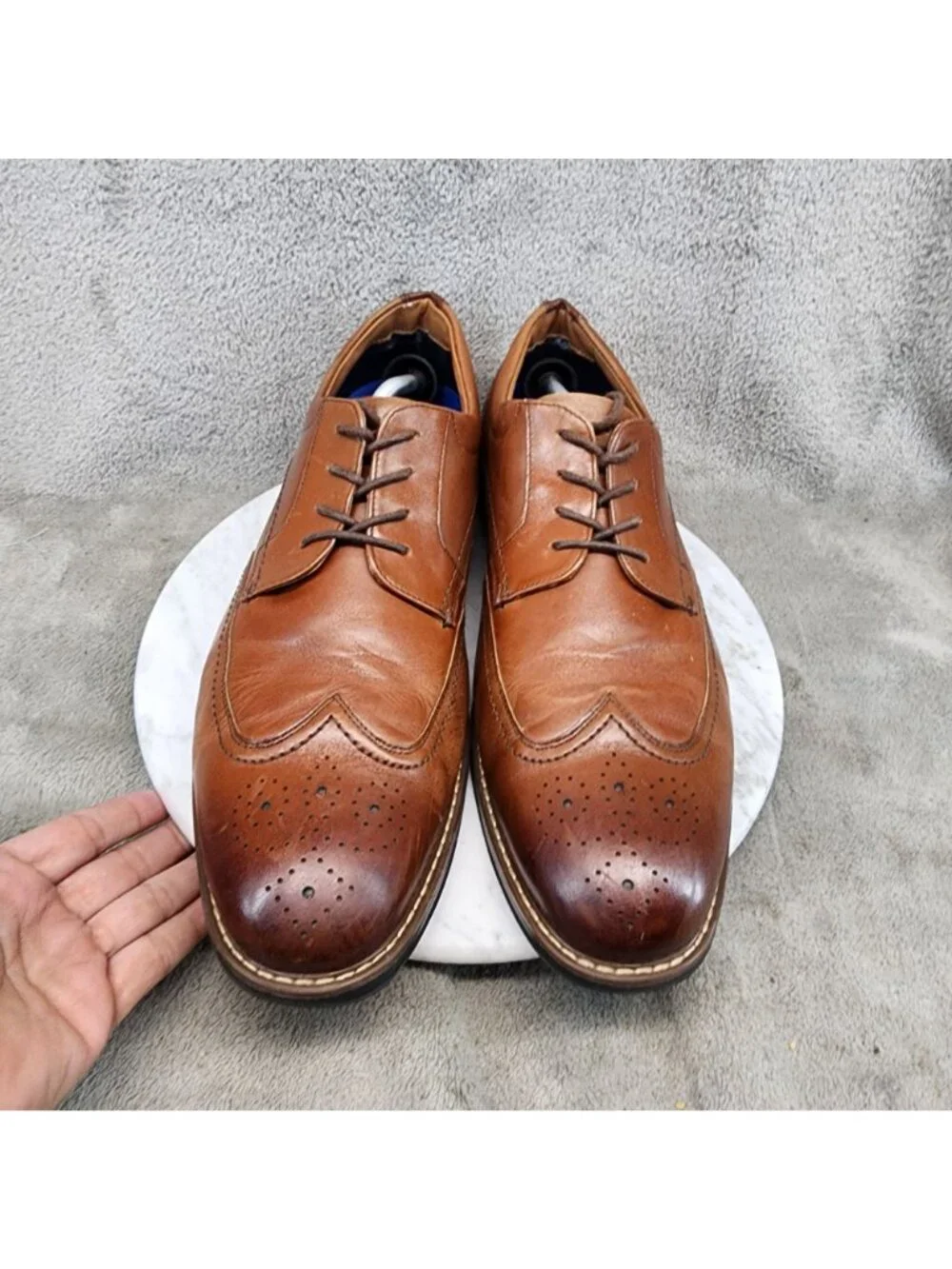 Nunn Bush Shoes Mens Size 12 Centro Flex Brown Leather Lace Up Oxfords *Read*